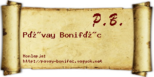 Pávay Bonifác névjegykártya